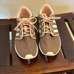 Adidas Tan Sneakers with Light Pink Accents